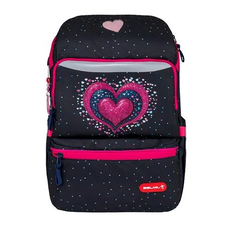 Iskolatáska ergonómikus BELMIL Zippy Pinky pink szív 1,5x26x13 cm cipzáras