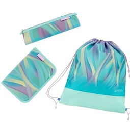 Iskolatáska szett HERLITZ Loop Plus Minty Love + 2 klapnis tolltartó + henger tolltartó + sportzsák