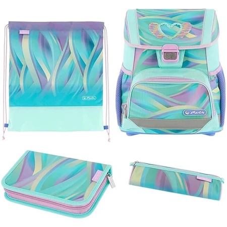 Iskolatáska szett HERLITZ Loop Plus Minty Love + 2 klapnis tolltartó + henger tolltartó + sportzsák