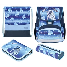 Iskolatáska szett HERLITZ Loop Plus Cosmic Explorer + 2 klapnis tolltartó + henger tolltartó + sportzsák