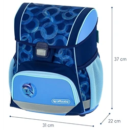 Iskolatáska szett HERLITZ Loop Plus Dolphin Ride + 2 klapnis tolltartó + henger tolltartó + sportzsák