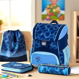 Iskolatáska szett HERLITZ Loop Plus Dolphin Ride + 2 klapnis tolltartó + henger tolltartó + sportzsák