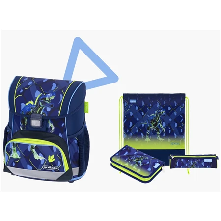Iskolatáska szett HERLITZ Loop Plus Thunder Rex Explorer + 2 klapnis tolltartó + henger tolltartó + sportzsák