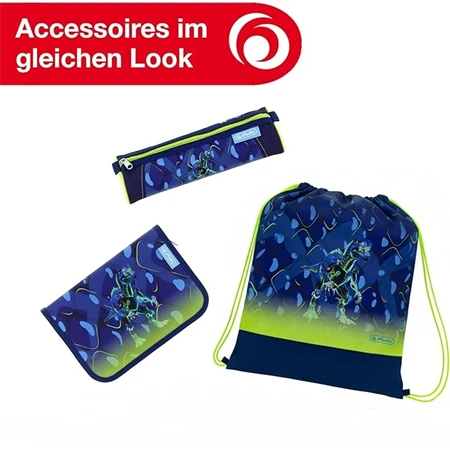 Iskolatáska szett HERLITZ Loop Plus Thunder Rex Explorer + 2 klapnis tolltartó + henger tolltartó + sportzsák