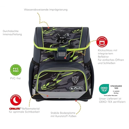 Iskolatáska szett HERLITZ Loop Plus Wild Panther + 2 klapnis tolltartó + henger tolltartó + sportzsák