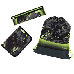 Iskolatáska szett HERLITZ Loop Plus Wild Panther + 2 klapnis tolltartó + henger tolltartó + sportzsák