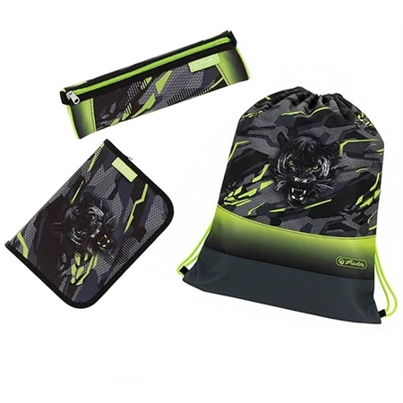Iskolatáska szett HERLITZ Loop Plus Wild Panther + 2 klapnis tolltartó + henger tolltartó + sportzsák