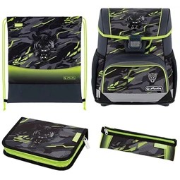Iskolatáska szett HERLITZ Loop Plus Wild Panther + 2 klapnis tolltartó + henger tolltartó + sportzsák