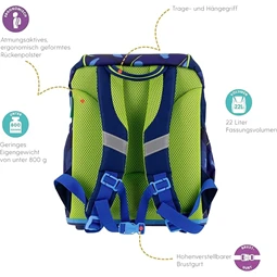 Iskolatáska szett HERLITZ UltraLight XL Plus Thunder Rex Explorer 2 táskadísszel 2 tolltartóval, tornazsák, 37x28x22cm