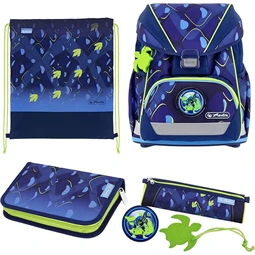Iskolatáska szett HERLITZ UltraLight XL Plus Thunder Rex Explorer 2 táskadísszel 2 tolltartóval, tornazsák, 37x28x22cm