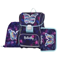 Iskolatáska szett OXY Premium 3 részes Butterfly tolltartóval és tornazsákkal