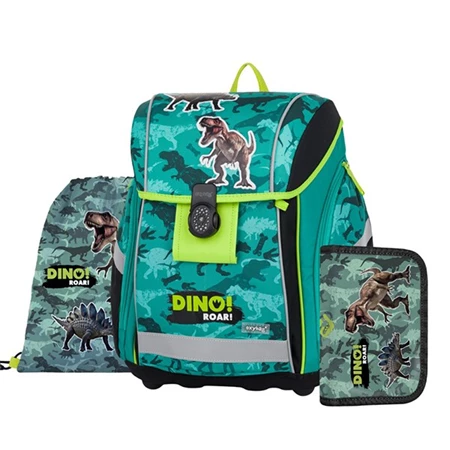 Iskolatáska szett OXY Prémium Light Dino, tolltartóval és tornazsákkal