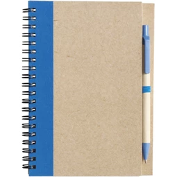 Jegyzetfüzet 13,5x17,8cm vonalas spirálozott, 60lap újrahasznosított +toll natúr/kék