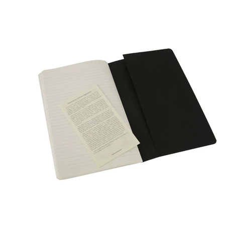 Jegyzetfüzet 13x21cm MOLESKINE QP316 Cahier 3db/csomag puhafedeles 64 lap vonalas fekete