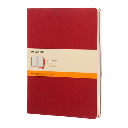 Jegyzetfüzet 19x25cm MOLESKINE CH121 Cahier 3db/csomag puhafedeles 60 lap vonalas piros
