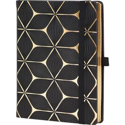 Jegyzetfüzet 19x25cm vonalas CASTELLI 192 lapos keményfedeles gumis Gold Flower