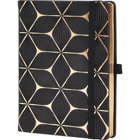 Jegyzetfüzet 19x25cm vonalas CASTELLI 192 lapos keményfedeles gumis Gold Flower