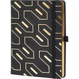 Jegyzetfüzet 19x25cm vonalas CASTELLI 192 lapos keményfedeles gumis Gold Obelsik