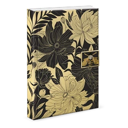 Jegyzetfüzet A/5 Punch Studio mágneses fém méhecskés brossal, virág mintával