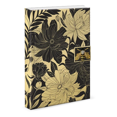 Jegyzetfüzet A/5 Punch Studio mágneses fém méhecskés brossal, virág mintával