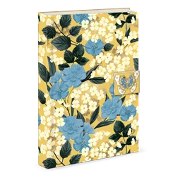 Jegyzetfüzet A/5 Punch Studio mágneses fém pillangó brossal, virág mintával