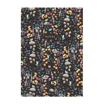 Jegyzetfüzet A/5 TOPTIMER Notes fekete virágos vonalas 96 lap