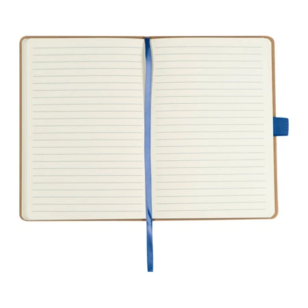 Jegyzetfüzet A/5 bambusz borítású elől, hátul kék újrahaszn. műa, 192 vonalas oldal  + toll hurok, 14,3 x 1,4 x 21cm