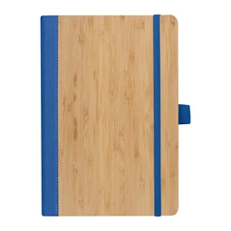 Jegyzetfüzet A/5 bambusz borítású elől, hátul kék újrahaszn. műa, 192 vonalas oldal  + toll hurok, 14,3 x 1,4 x 21cm