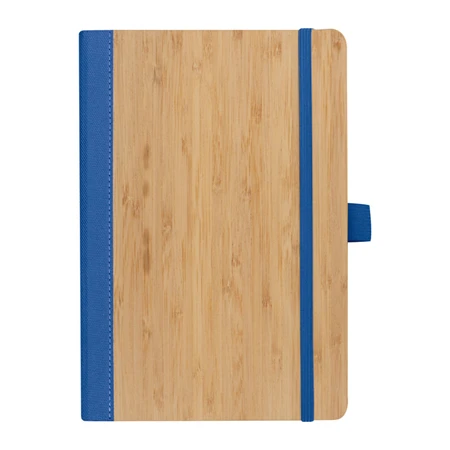 Jegyzetfüzet A/5 bambusz borítású elől, hátul kék újrahaszn. műa, 192 vonalas oldal  + toll hurok, 14,3 x 1,4 x 21cm