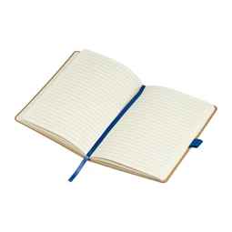 Jegyzetfüzet A/5 bambusz borítású elől, hátul kék újrahaszn. műa, 192 vonalas oldal  + toll hurok, 14,3 x 1,4 x 21cm