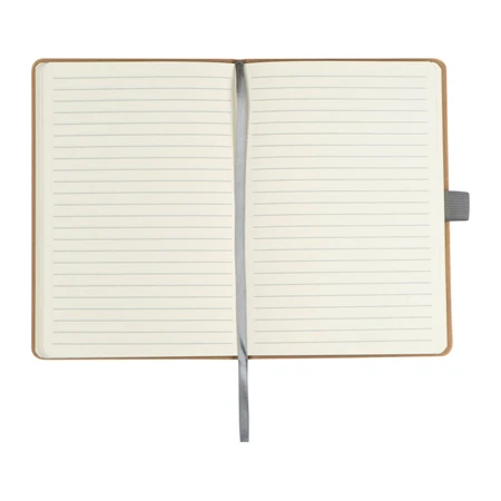 Jegyzetfüzet A/5 bambusz borítású elől, hátul szürke újrahaszn. műa, 192 vonalas oldal  + toll hurok, 14,3 x 1,4 x 21cm