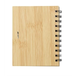 Jegyzetfüzet bambusz borító, 70 vonalas lap + toll + jelölőlapok, 70 12,5 x 15,5 x 1,8cm spirálkötésű