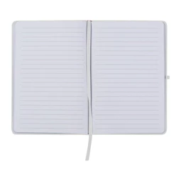 Jegyzetfüzet A/5 gumis, 80 vonalas lap, fehér borító, tolltartó gumigyürűvel