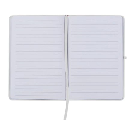 Jegyzetfüzet A/5 gumis, 80 vonalas lap, fehér borító, tolltartó gumigyürűvel