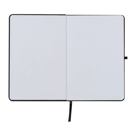 Jegyzetfüzet A/5 gumis, 80 vonalas lap, fekete borító, tolltartó gumigyürűvel