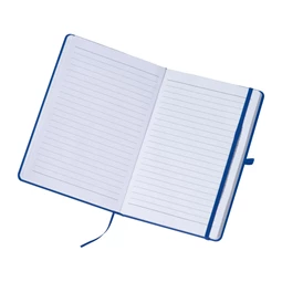 Jegyzetfüzet A/5 gumis, 80 vonalas lap, kék borító, tolltartó gumigyürűvel