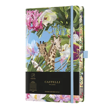 Jegyzetfüzet A/5 vonalas CASTELLI 96 lapos keményfedeles gumis Eden Zsiráf
