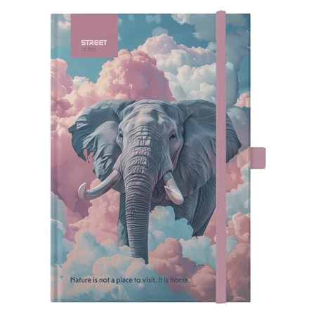 Jegyzetfüzet A/5 vonalas STREET Animals Edition Elephant, 96 lapos gumis keményfedelű