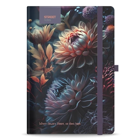 Jegyzetfüzet A/5 vonalas STREET Flowers Blossom, 96 lapos gumis keményfedelű
