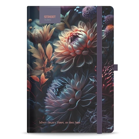 Jegyzetfüzet A/5 vonalas STREET Flowers Blossom, 96 lapos gumis keményfedelű