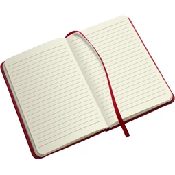 Jegyzetfüzet A/5 vonalas, gumipánttal, 100 oldalas műbőr fedeles, piros