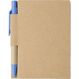 Jegyzetfüzet A/7 újrahasznosított +toll,  80lap, natúr/kék (fekete tollbetéttel)