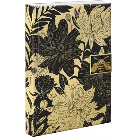 Jegyzetfüzet A/5 Punch Studio mágneses fém méhecskés brossal, virág mintával