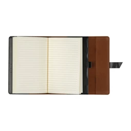 Jegyzetfüzet A/5 műbőr borító, 160 vonalas lap + gumigyűrűvel