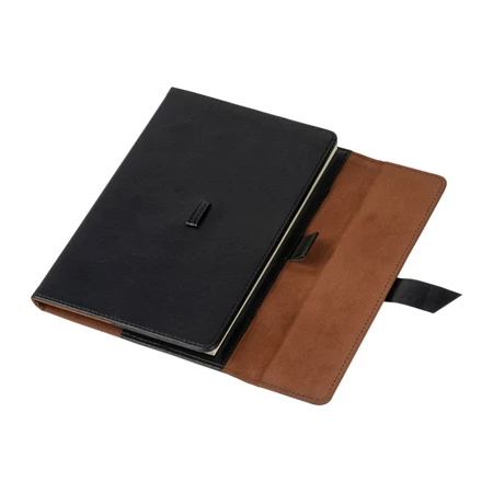 Jegyzetfüzet A/5 műbőr borító, 160 vonalas lap + gumigyűrűvel