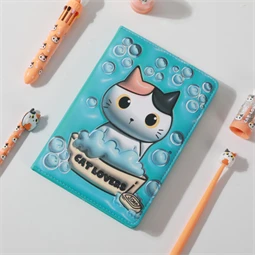 Jegyzetfüzet A/5 sima puhafedeles 3D, Cat Orange