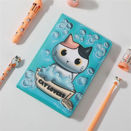 Jegyzetfüzet A/5 sima puhafedeles 3D, Cat Orange