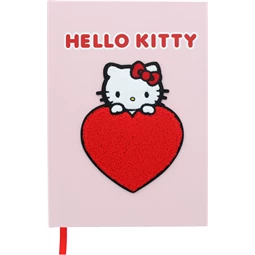 Jegyzetfüzet A/5 vonalas  Hello Kitty szörmés szívvel, Pink