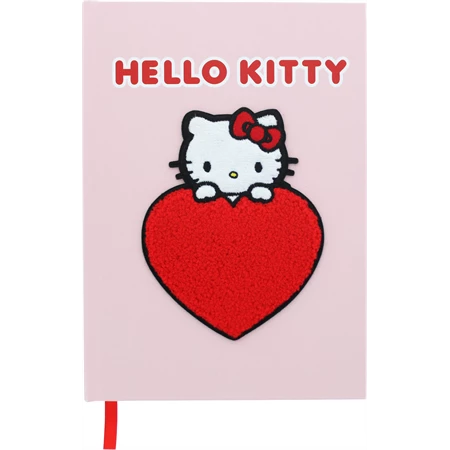 Jegyzetfüzet A/5 vonalas  Hello Kitty szörmés szívvel, Pink