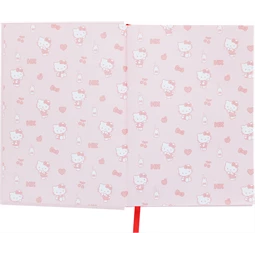 Jegyzetfüzet A/5 vonalas  Hello Kitty szörmés szívvel, Pink